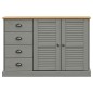 vidaXL Credenza Cassetti VIGO 113x40x75 cm Legno Massello Pino Grigio vidaXL Credenza Cassetti VIGO 113x40x75 cm Legno Massello Pino Grigio