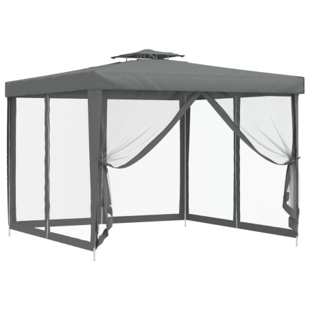 vidaXL Gazebo con Tetto Doppio Antracite 3x3x2,68 m in Tessuto