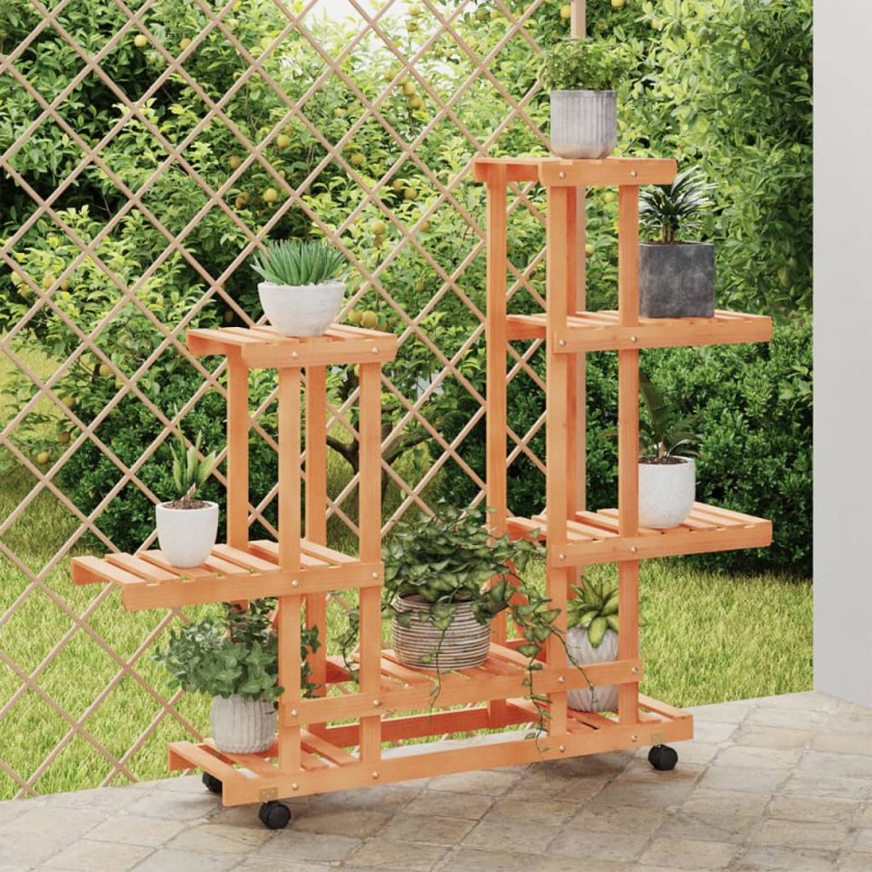 vidaXL Portafiori con Ruote 95x25x101 cm in Legno Massello di Abete vidaXL Portafiori con Ruote 95x25x101 cm in Legno Massello di Abete