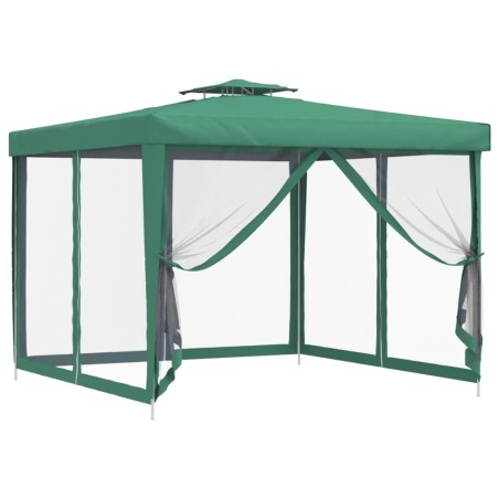 vidaXL Gazebo con Tetto Doppio Verde 3x3x2,68 m in Tessuto