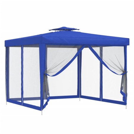 vidaXL Gazebo con Tetto Doppio Blu 3x3x2,68 m in Tessuto
