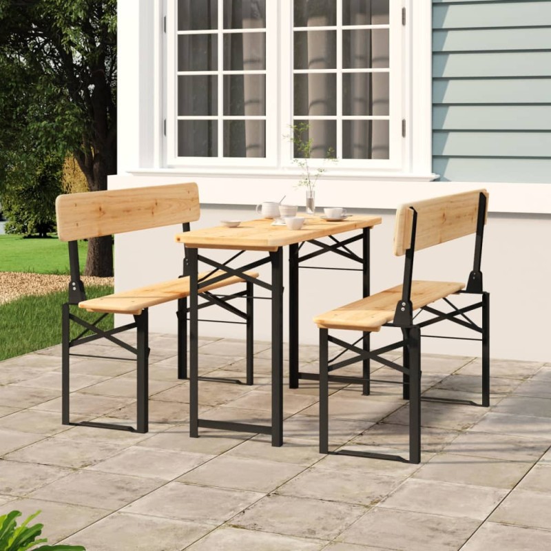 vidaXL Set Tavolo Birreria Pieghevole 3 pz in Legno Massello di Abete vidaXL Set Tavolo Birreria Pieghevole 3 pz in Legno Massello di Abete
