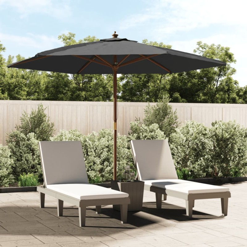 vidaXL Ombrellone da Giardino con Palo in Legno Antracite 299x240 cm vidaXL Ombrellone da Giardino con Palo in Legno Antracite 299x240 cm