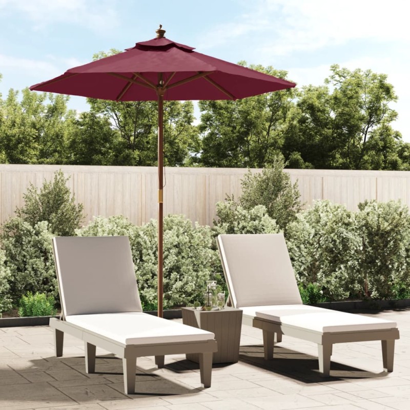 vidaXL Ombrellone da Giardino con Palo in Legno Bordeaux 196x231 cm vidaXL Ombrellone da Giardino con Palo in Legno Bordeaux 196x231 cm