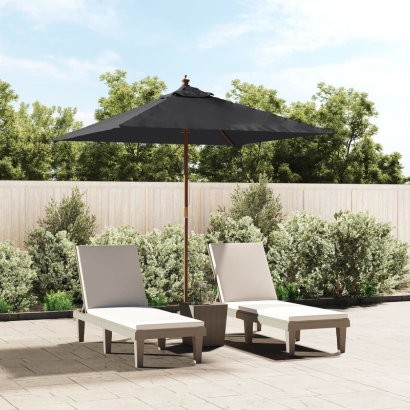 vidaXL Ombrellone da Giardino con Palo in Legno Nero 198x198x231 cm vidaXL Ombrellone da Giardino con Palo in Legno Nero 198x198x231 cm