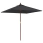 vidaXL Ombrellone da Giardino con Palo in Legno Nero 198x198x231 cm vidaXL Ombrellone da Giardino con Palo in Legno Nero 198x198x231 cm