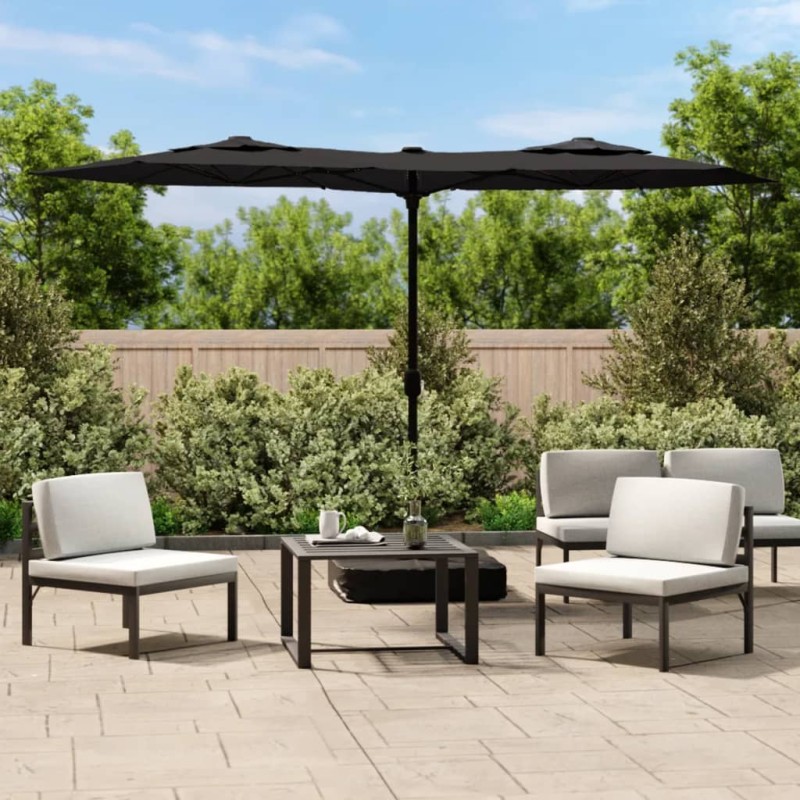 vidaXL Ombrellone a Doppia Testa Nero 316x240 cm vidaXL Ombrellone a Doppia Testa Nero 316x240 cm