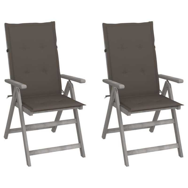 Sedie da Giardino Reclinabili 2 pz con Cuscini Massello Acacia Sedie da Giardino Reclinabili 2 pz con Cuscini Massello Acacia