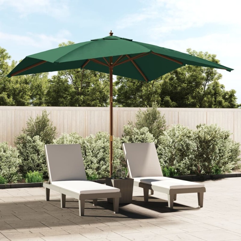 vidaXL Ombrellone da Giardino con Palo in Legno Verde 300x300x273 cm vidaXL Ombrellone da Giardino con Palo in Legno Verde 300x300x273 cm