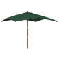 vidaXL Ombrellone da Giardino con Palo in Legno Verde 300x300x273 cm vidaXL Ombrellone da Giardino con Palo in Legno Verde 300x300x273 cm