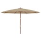 vidaXL Ombrellone da Giardino con Palo in Legno Tortora 400x273 cm vidaXL Ombrellone da Giardino con Palo in Legno Tortora 400x273 cm