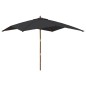 vidaXL Ombrellone da Giardino con Palo in Legno Nero 300x300x273 cm