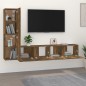 vidaXL Set di Mobili Porta TV 4 pz Rovere Fumo in Legno Multistrato vidaXL Set di Mobili Porta TV 4 pz Rovere Fumo in Legno Multistrato