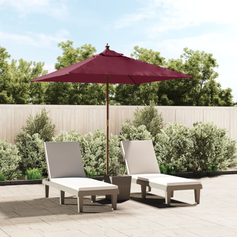 vidaXL Ombrellone da Giardino con Palo in Legno Bordeaux 198x198x231cm vidaXL Ombrellone da Giardino con Palo in Legno Bordeaux 198x198x231cm