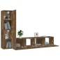 vidaXL Set di Mobili Porta TV 4 pz Rovere Fumo in Legno Multistrato vidaXL Set di Mobili Porta TV 4 pz Rovere Fumo in Legno Multistrato
