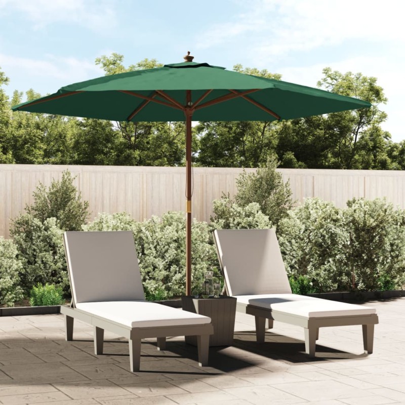 vidaXL Ombrellone da Giardino con Palo in Legno Verde 299x240 cm vidaXL Ombrellone da Giardino con Palo in Legno Verde 299x240 cm
