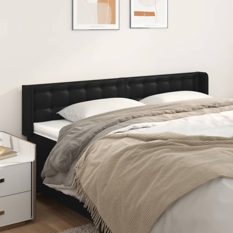 vidaXL Testiera ad Orecchio Nera 183x16x78/88 cm in Similpelle vidaXL Testiera ad Orecchio Nera 183x16x78/88 cm in Similpelle