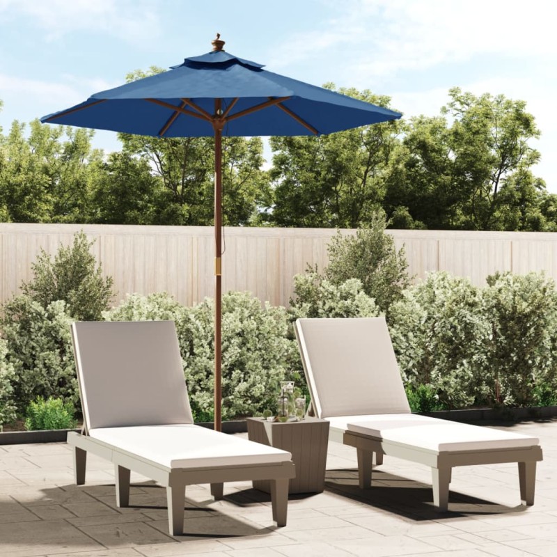 vidaXL Ombrellone da Giardino con Palo in Legno Azzurro 196x231 cm vidaXL Ombrellone da Giardino con Palo in Legno Azzurro 196x231 cm
