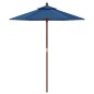 vidaXL Ombrellone da Giardino con Palo in Legno Azzurro 196x231 cm vidaXL Ombrellone da Giardino con Palo in Legno Azzurro 196x231 cm