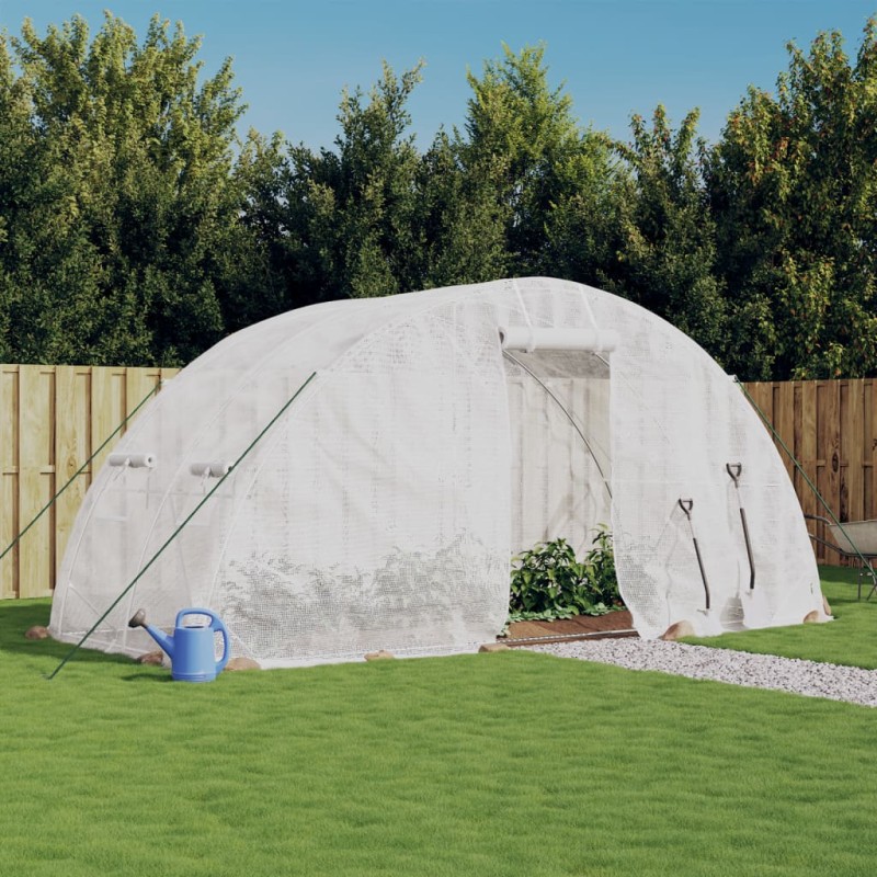 vidaXL Serra con Telaio in Acciaio Bianco 10 m² 5x2x2,3 m vidaXL Serra con Telaio in Acciaio Bianco 10 m² 5x2x2,3 m