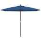 vidaXL Ombrellone da Giardino con Palo in Legno Azzurro 299x240 cm vidaXL Ombrellone da Giardino con Palo in Legno Azzurro 299x240 cm