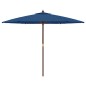 vidaXL Ombrellone da Giardino con Palo in Legno Azzurro 299x240 cm vidaXL Ombrellone da Giardino con Palo in Legno Azzurro 299x240 cm