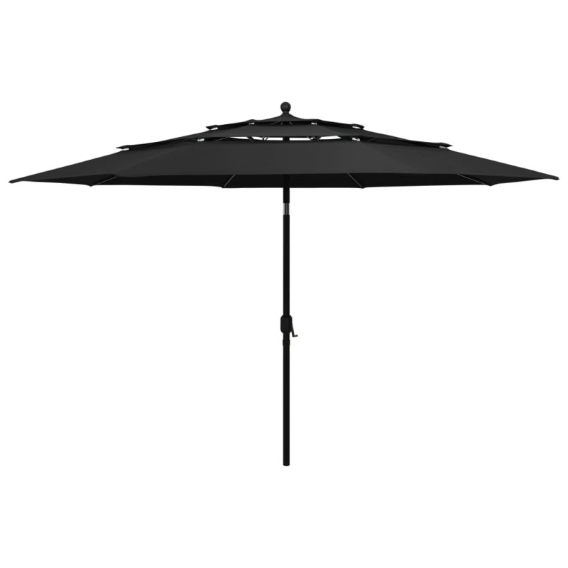 Ombrellone a 3 Livelli con Palo in Alluminio Nero 3,5 m Ombrellone a 3 Livelli con Palo in Alluminio Nero 3,5 m