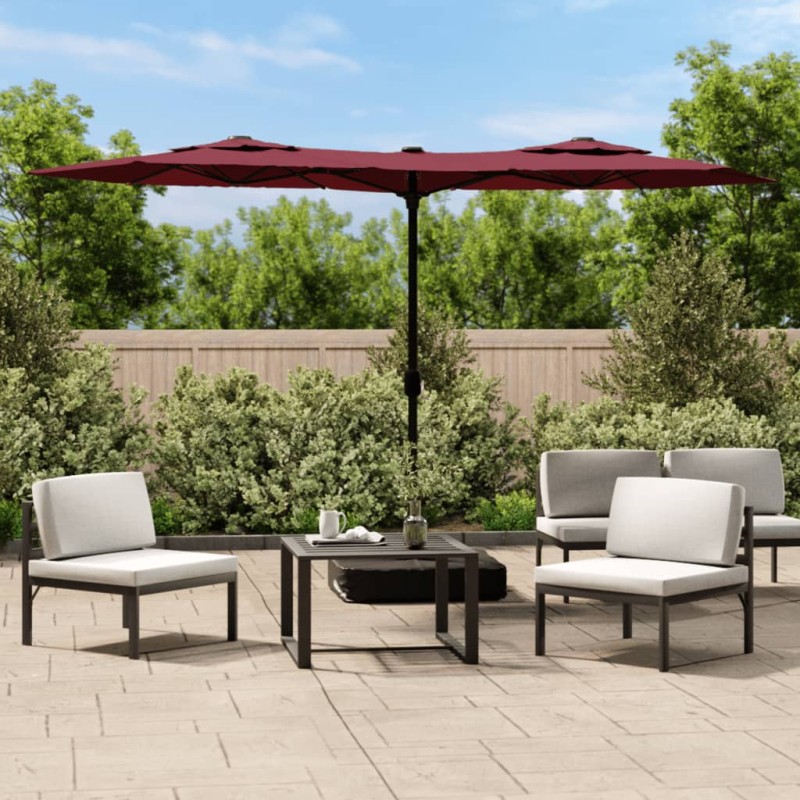 vidaXL Ombrellone a Doppia Testa Rosso Bordeaux 316x240 cm vidaXL Ombrellone a Doppia Testa Rosso Bordeaux 316x240 cm