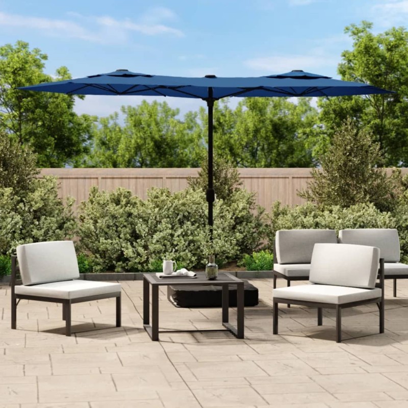 vidaXL Ombrellone a Doppia Testa Azzurro 316x240 cm vidaXL Ombrellone a Doppia Testa Azzurro 316x240 cm