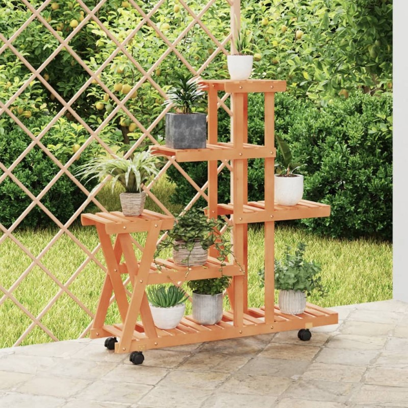 vidaXL Portafiori con Ruote 95x25x101 cm in Legno Massello di Abete vidaXL Portafiori con Ruote 95x25x101 cm in Legno Massello di Abete
