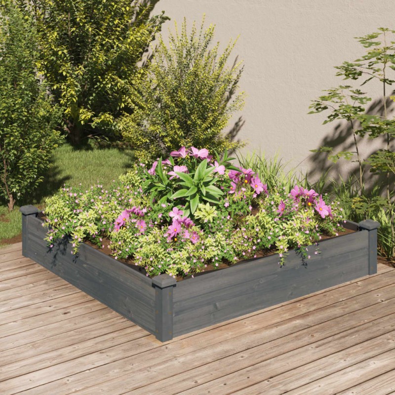 vidaXL Fioriera Giardino con Fodera Grigia 120x120x25cm Massello Abete vidaXL Fioriera Giardino con Fodera Grigia 120x120x25cm Massello Abete