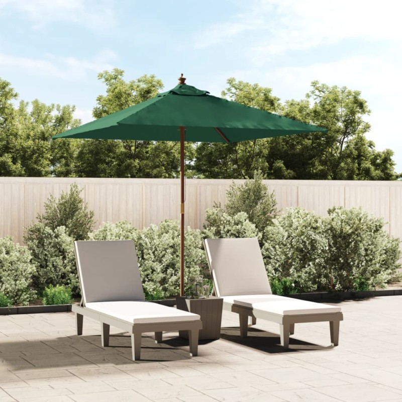 vidaXL Ombrellone da Giardino con Palo in Legno Verde 198x198x231 cm vidaXL Ombrellone da Giardino con Palo in Legno Verde 198x198x231 cm