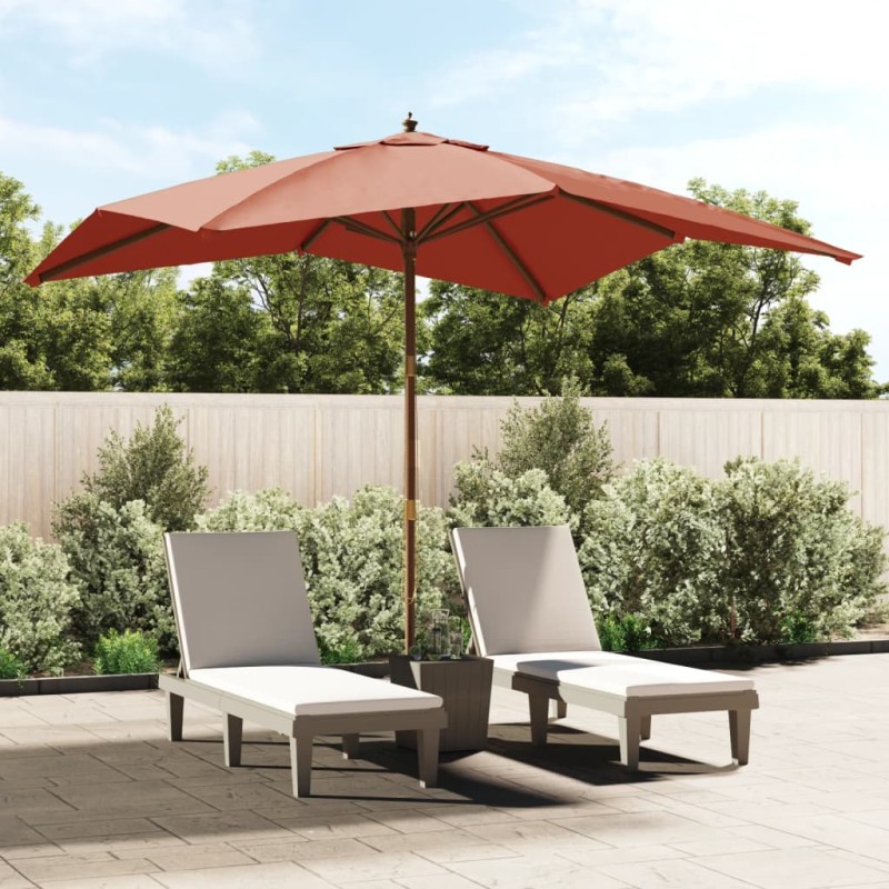 vidaXL Ombrellone da Giardino Palo in Legno Terracotta 300x300x273 cm vidaXL Ombrellone da Giardino Palo in Legno Terracotta 300x300x273 cm