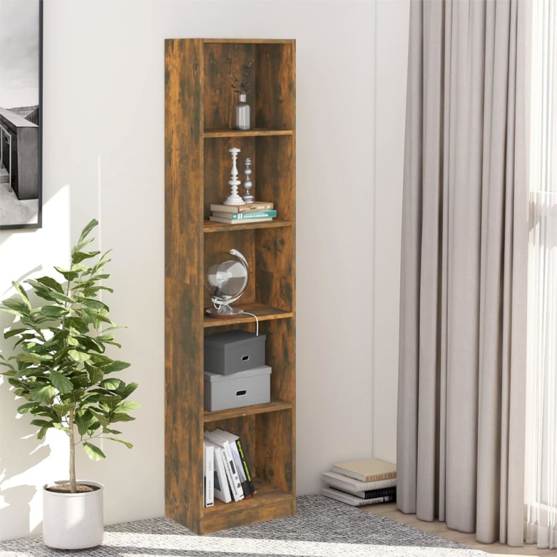 vidaXL Libreria a 5 Ripiani Rovere Fumo 40x24x175 cm Legno Multistrato vidaXL Libreria a 5 Ripiani Rovere Fumo 40x24x175 cm Legno Multistrato