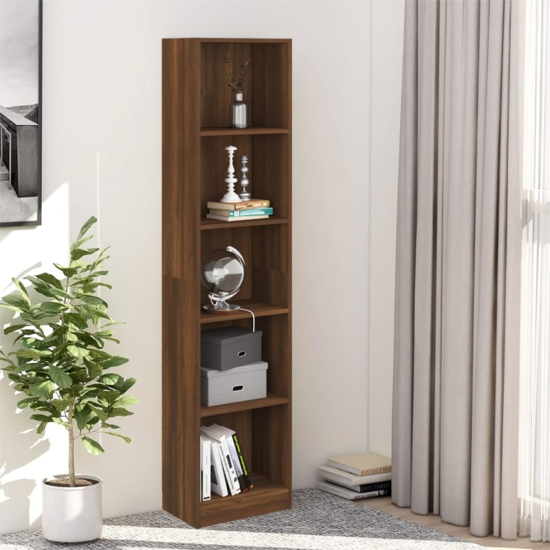 vidaXL Libreria 5 Ripiani Rovere Marrone 40x24x175cm Legno Multistrato vidaXL Libreria 5 Ripiani Rovere Marrone 40x24x175cm Legno Multistrato