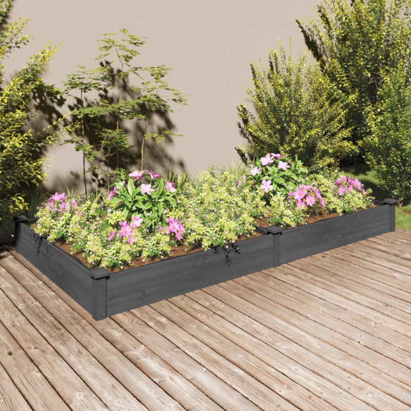 vidaXL Fioriera Giardino con Fodera Grigia 240x120x25cm Massello Abete vidaXL Fioriera Giardino con Fodera Grigia 240x120x25cm Massello Abete