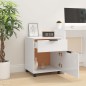 vidaXL Schedario con Ruote Bianco Lucido 45x38x54 cm Legno Multistrato