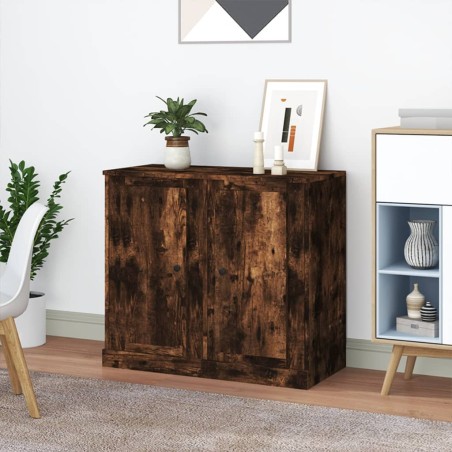 vidaXL Credenze 2pz Rovere Fumo 37,5x35,5x67,5 cm in Legno Multistrato