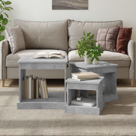 vidaXL Tavolini Impilabili 3 pz Grigio Cemento in Legno Multistrato