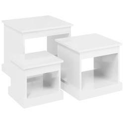 vidaXL Tavolini Impilabili 3 pz Bianco Lucido in Legno Multistrato