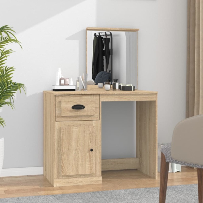 vidaXL Toeletta Specchio Rovere Sonoma 90x50x132,5cm Legno Multistrato vidaXL Toeletta Specchio Rovere Sonoma 90x50x132,5cm Legno Multistrato