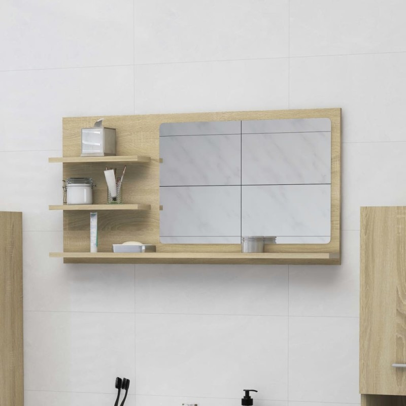 Specchio da Bagno Rovere Sonoma 90x10,5x45 cm in Truciolato Specchio da Bagno Rovere Sonoma 90x10,5x45 cm in Truciolato