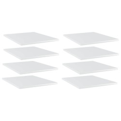 Ripiani per Libreria 8 pz Bianco Lucido 40x50x1,5 cm Truciolato