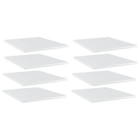 Ripiani per Libreria 8 pz Bianco Lucido 40x50x1,5 cm Truciolato