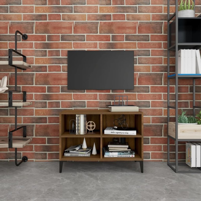Mobile TV con Gambe in Metallo Rovere Marrone 69,5x30x50 cm Mobile TV con Gambe in Metallo Rovere Marrone 69,5x30x50 cm