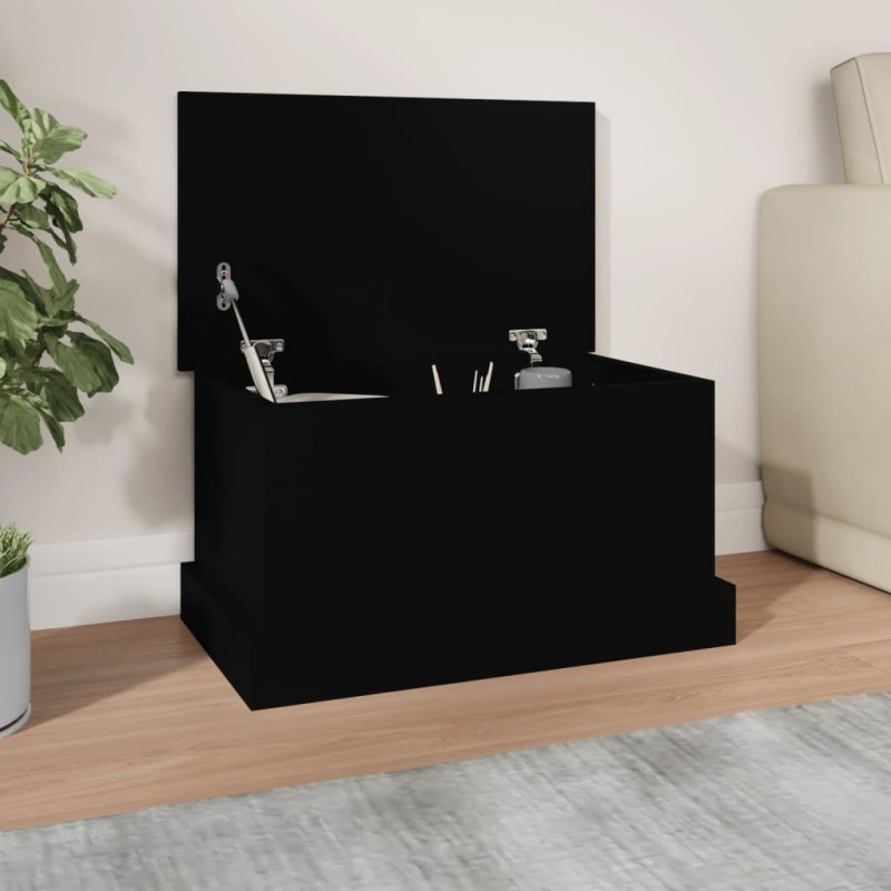 vidaXL Contenitore Portaoggetti Nero 50x30x28 cm Legno Multistrato vidaXL Contenitore Portaoggetti Nero 50x30x28 cm Legno Multistrato