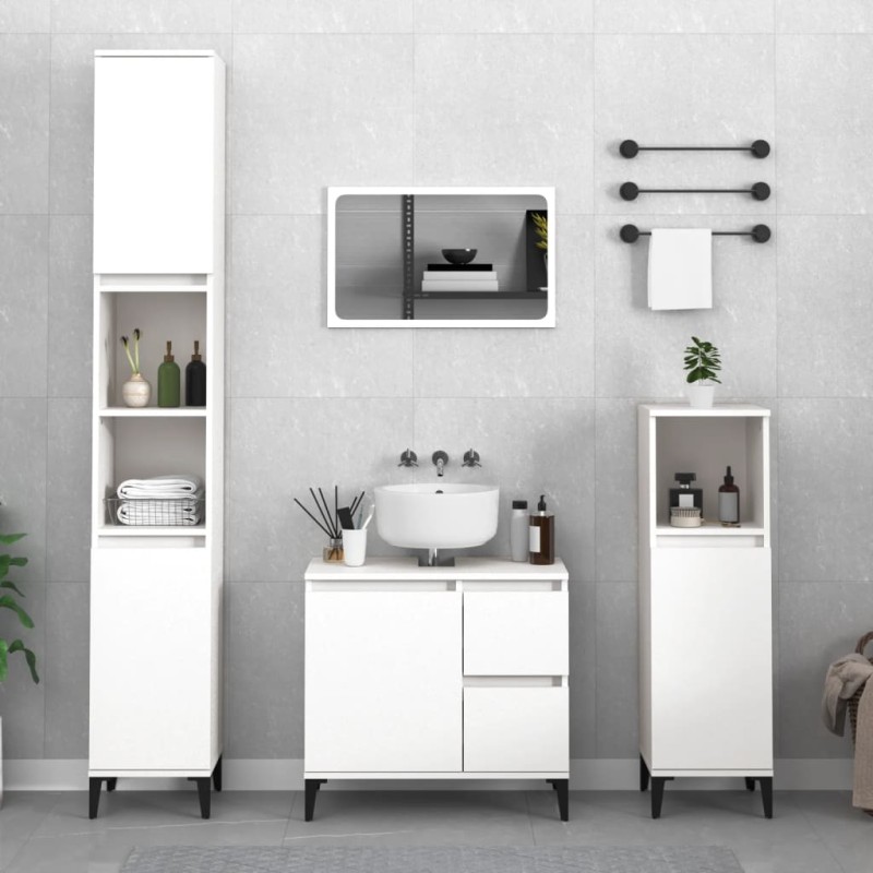 vidaXL Armadietto da Bagno Bianco 30x30x190 cm in Legno Multistrato vidaXL Armadietto da Bagno Bianco 30x30x190 cm in Legno Multistrato
