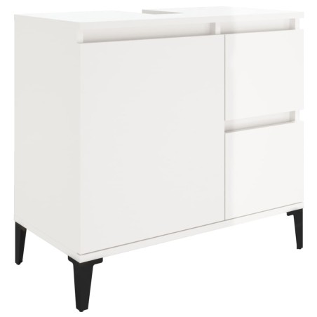 vidaXL Armadietto Bagno Bianco Lucido 65x33x60cm in Legno Multistrato