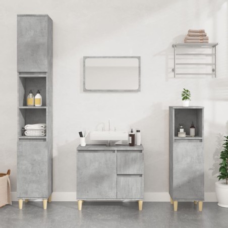 vidaXL Armadietto Bagno Grigio Cemento 30x30x100 cm Legno Multistrato