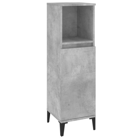 vidaXL Armadietto Bagno Grigio Cemento 30x30x100 cm Legno Multistrato